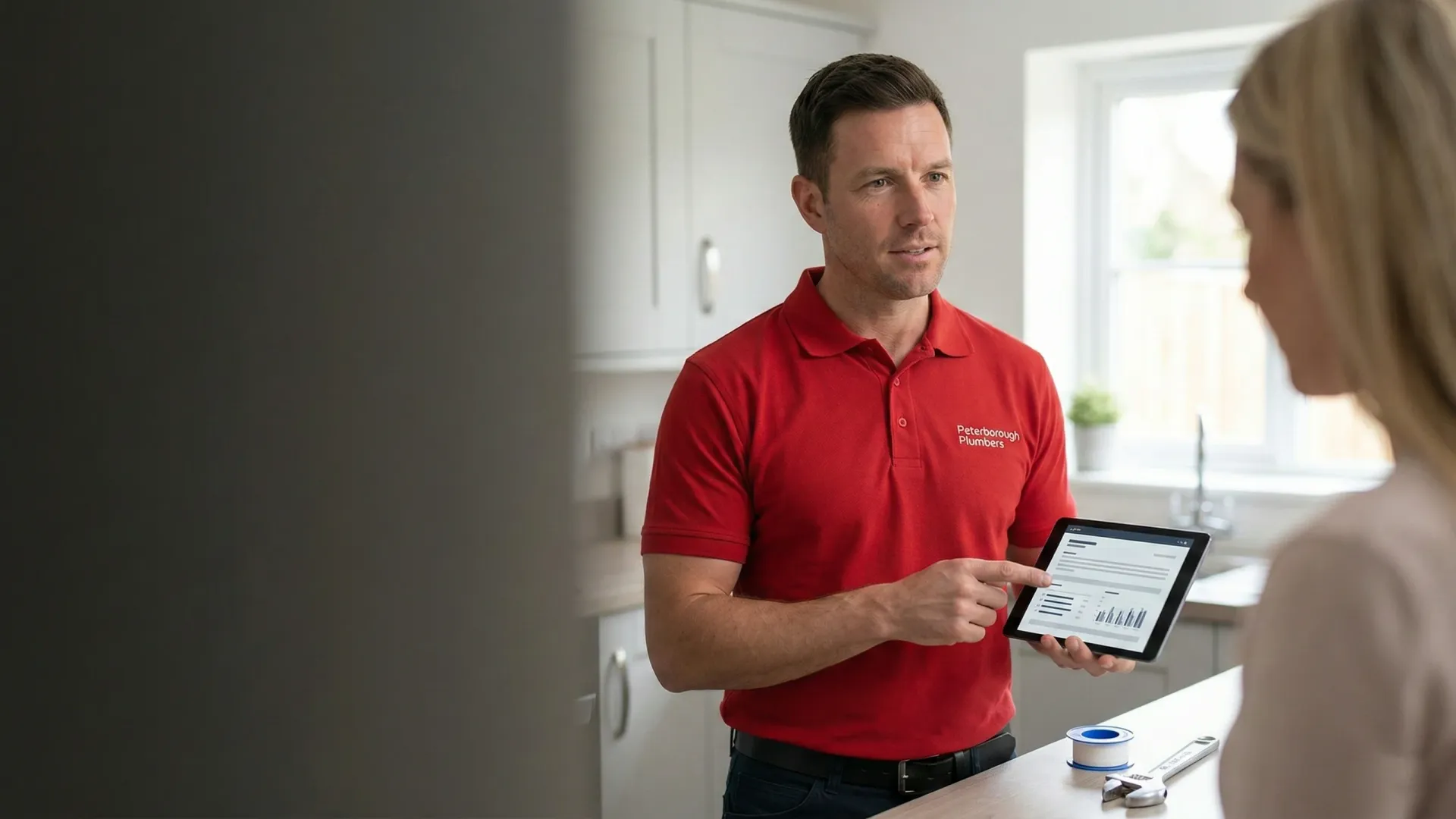 Qualified engineer conducting a boiler service in Peterborough